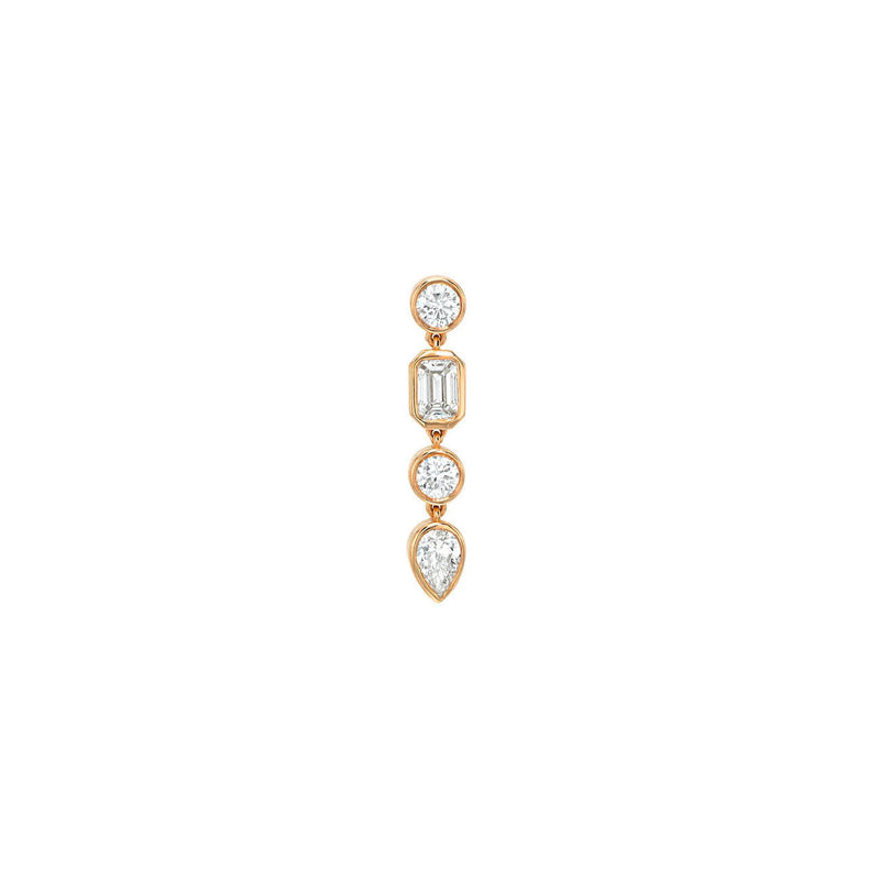 Ascension Diamond Drop Earrings Rose Gold Single Left by Logan Hollowell Jewelry