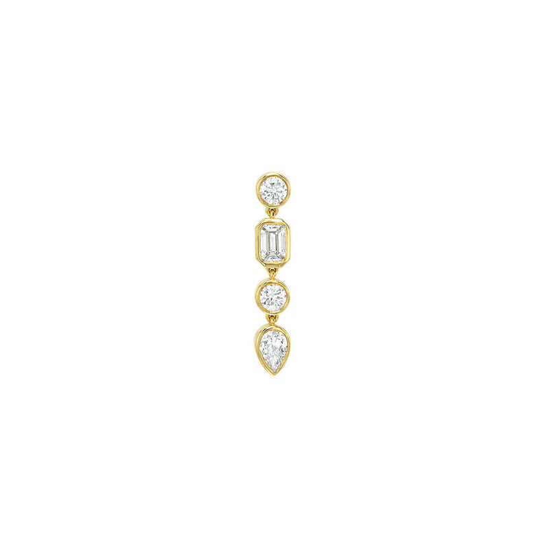Ascension Diamond Drop Earrings Yellow Gold Single Left by Logan Hollowell Jewelry