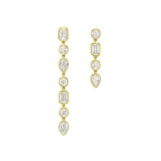Ascension Diamond Drop Earrings Yellow Gold Pair by Logan Hollowell Jewelry