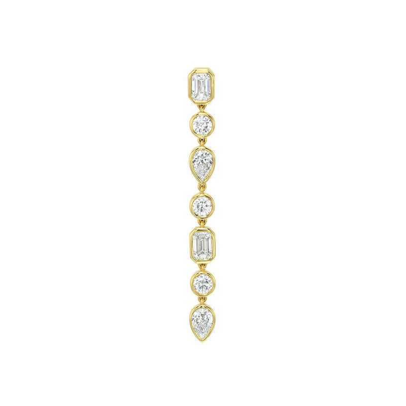 Ascension Diamond Drop Earrings Yellow Gold Single Right by Logan Hollowell Jewelry
