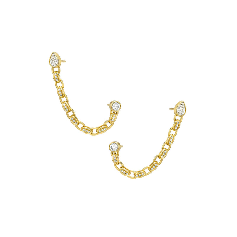 Gypsy Roma Chain Earrings Yellow Gold Pair by Logan Hollowell Jewelry