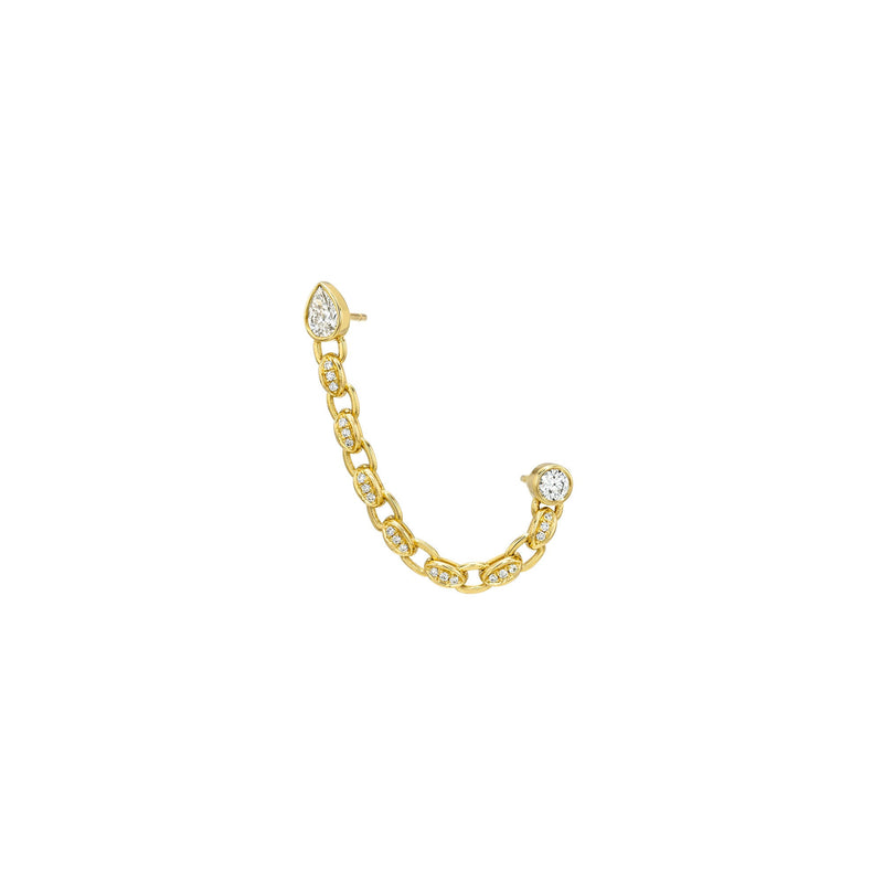 Gypsy Roma Chain Earrings Yellow Gold Single by Logan Hollowell Jewelry