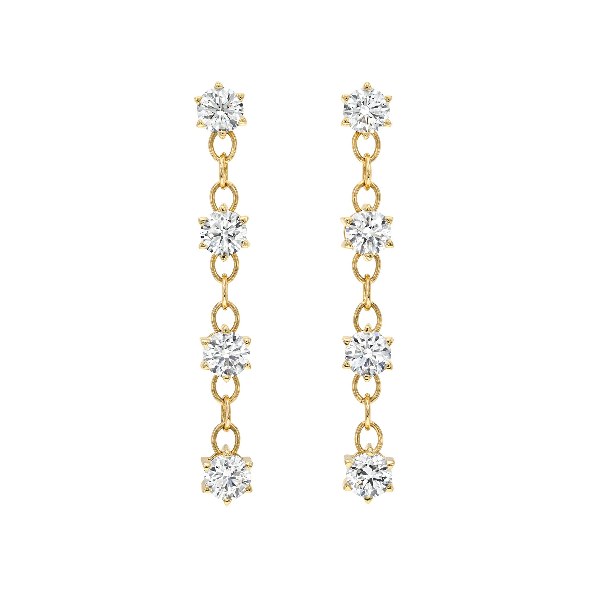 Solar Flare Linear Diamond Drop Earrings Yellow Gold by Logan Hollowell Jewelry