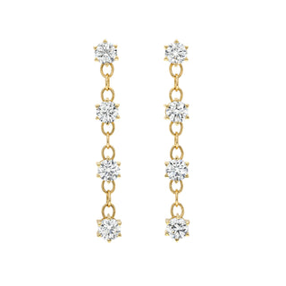 Solar Flare Linear Diamond Drop Earrings Yellow Gold by Logan Hollowell Jewelry