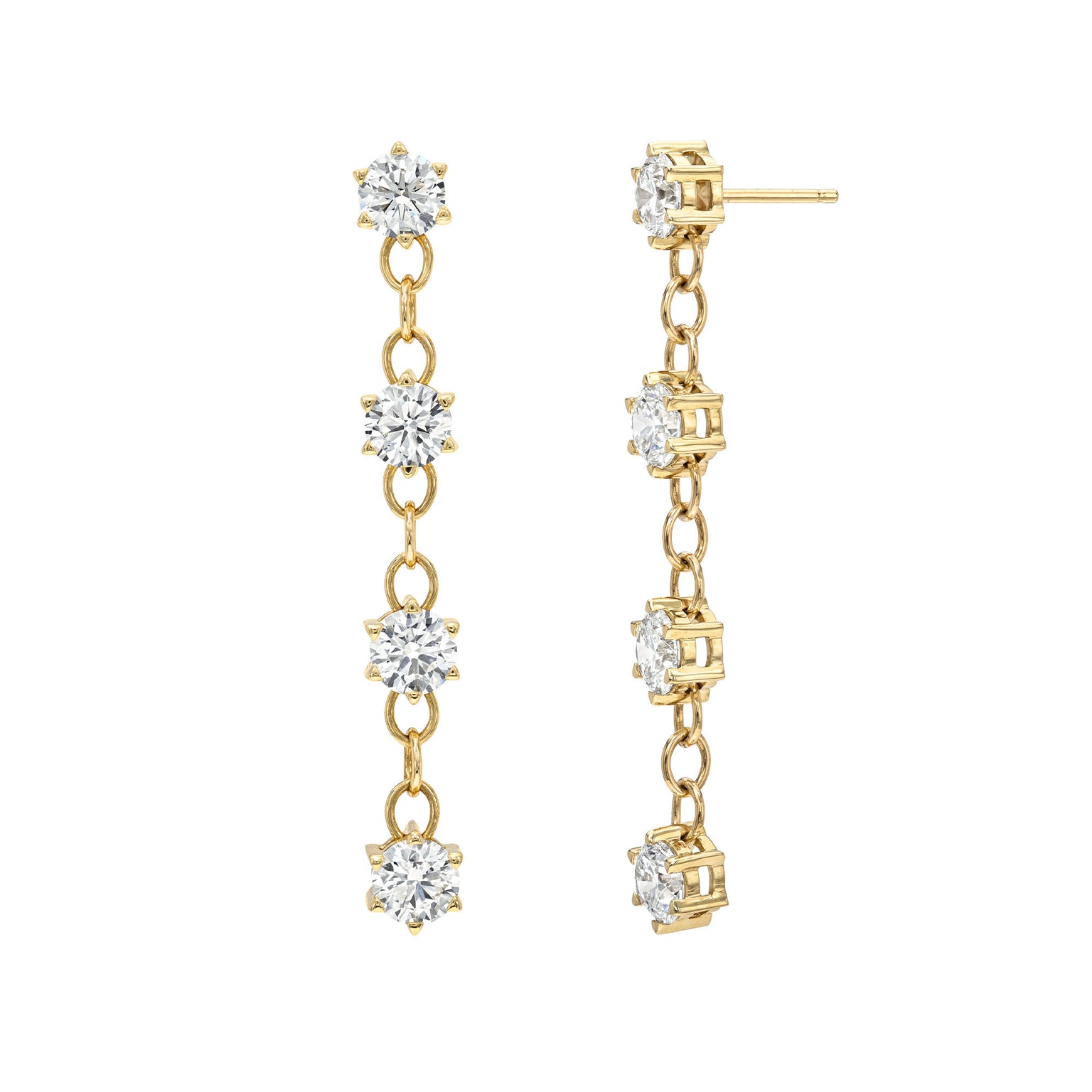 Solar Flare Linear Diamond Drop Earrings by Logan Hollowell Jewelry