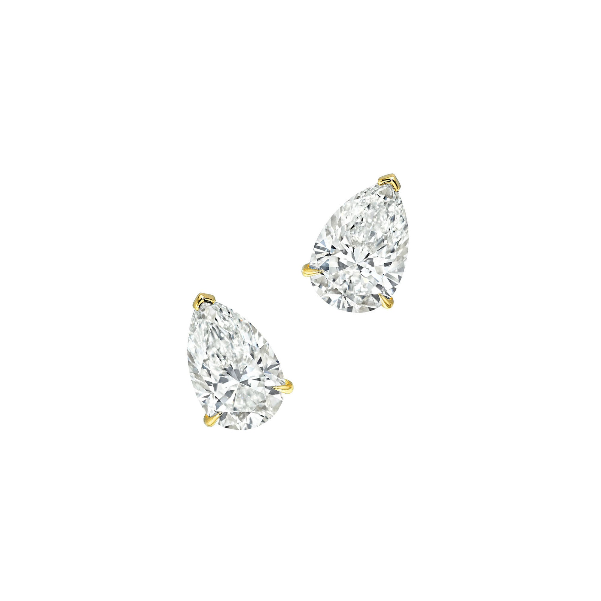 Reverse Water Drop Martini Studs Yellow Gold 5.00CTW by Logan Hollowell Jewelry