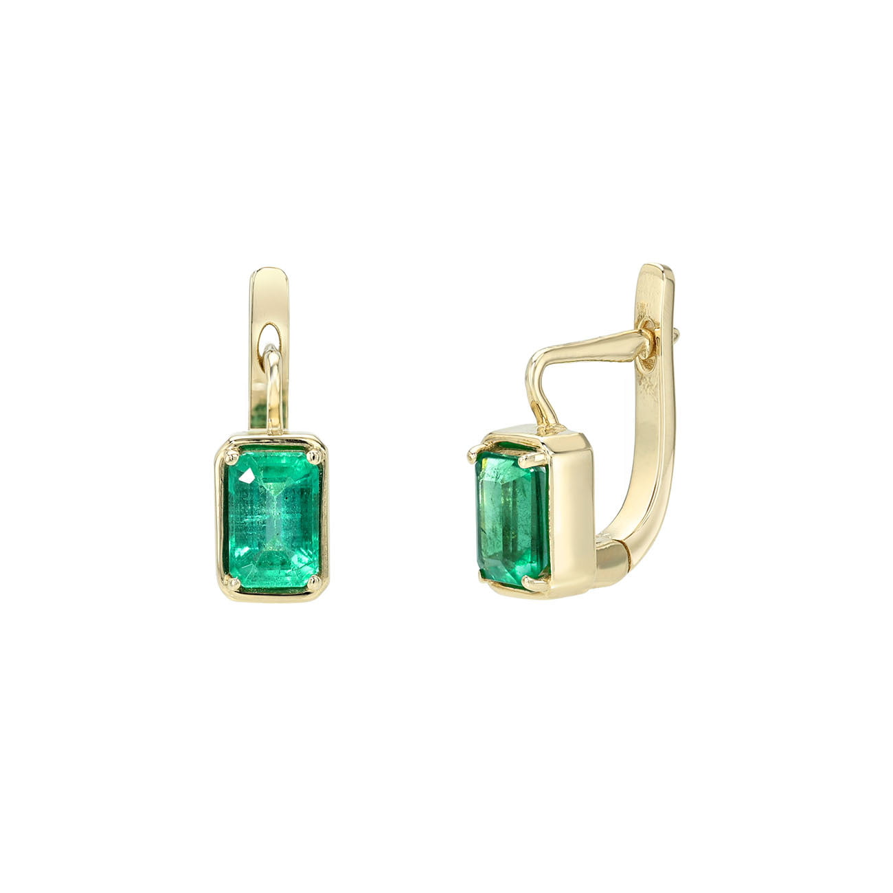 Emerald Drop Earrings Yellow Gold by Logan Hollowell Jewelry