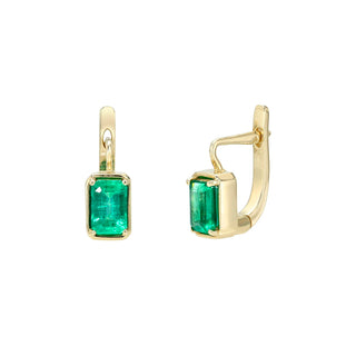 Emerald Drop Earrings Yellow Gold by Logan Hollowell Jewelry