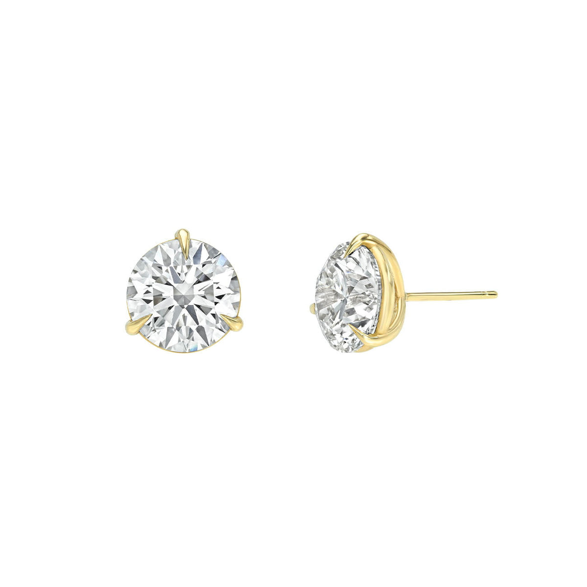 Round Diamond Martini Studs Yellow Gold 14K by Logan Hollowell Jewelry