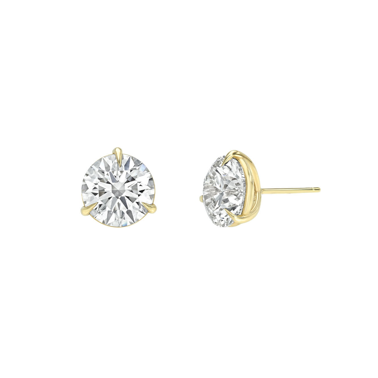 Round Diamond Martini Studs Yellow Gold 14K by Logan Hollowell Jewelry