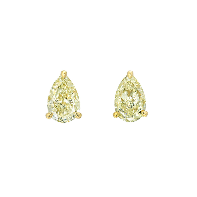 Yellow Diamond Pear Martini Studs Yellow Gold by Logan Hollowell Jewelry