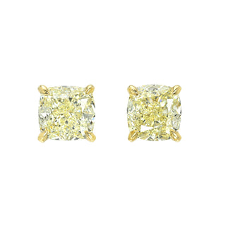 Yellow Diamond Cushion Martini Studs Yellow Gold by Logan Hollowell Jewelry
