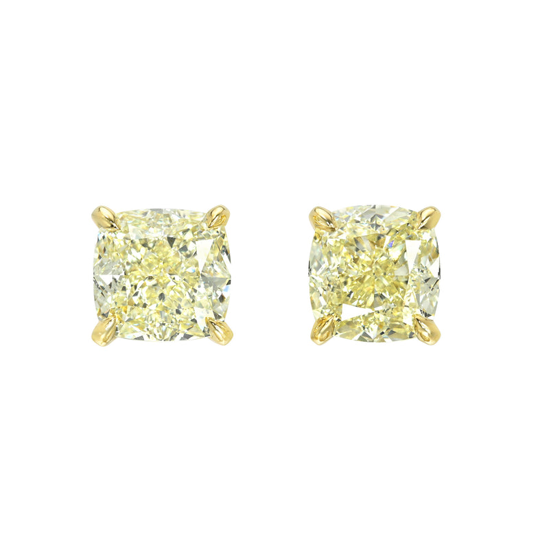 Yellow Diamond Cushion Martini Studs Yellow Gold by Logan Hollowell Jewelry