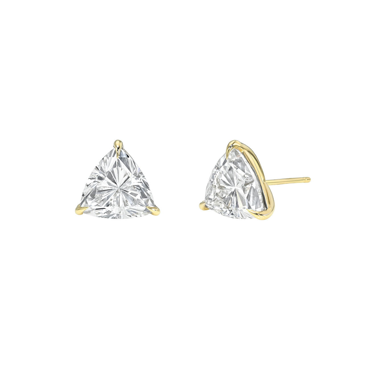 Trillion Diamond Martini Studs Yellow Gold 14K by Logan Hollowell Jewelry