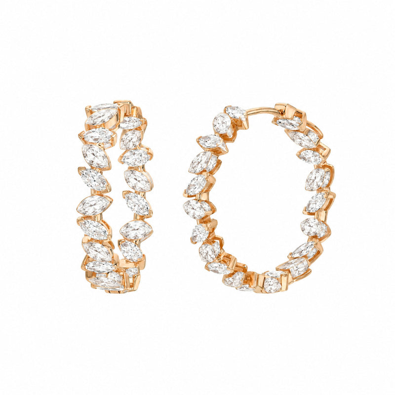 Dancing Marquise All Around Diamond Hoop Earrings Rose Gold by Logan Hollowell Jewelry