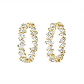 Dancing Marquise All Around Diamond Hoop Earrings Yellow Gold by Logan Hollowell Jewelry