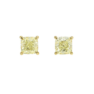 Petite Yellow Diamond Cushion Martini Studs Yellow Gold by Logan Hollowell Jewelry