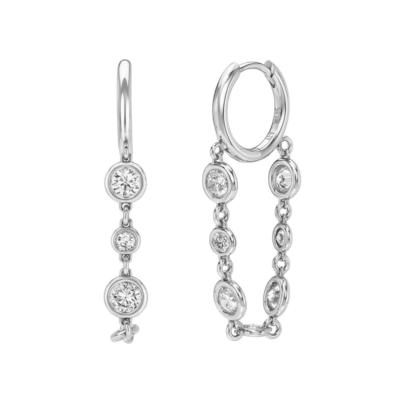 Orbit Bezel Diamond Drop Huggies