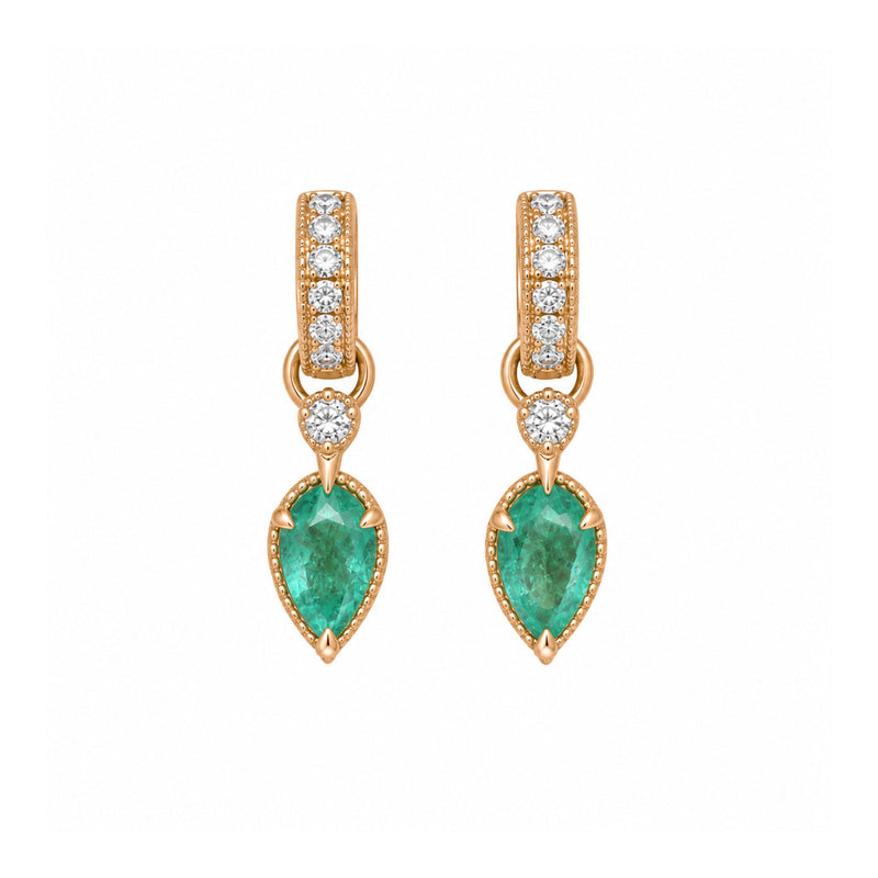 Queen 2.0 Emerald Drop Huggies Rose Gold by Logan Hollowell Jewelry