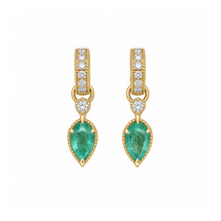 Queen 2.0 Emerald Drop Huggies Yellow Gold by Logan Hollowell Jewelry