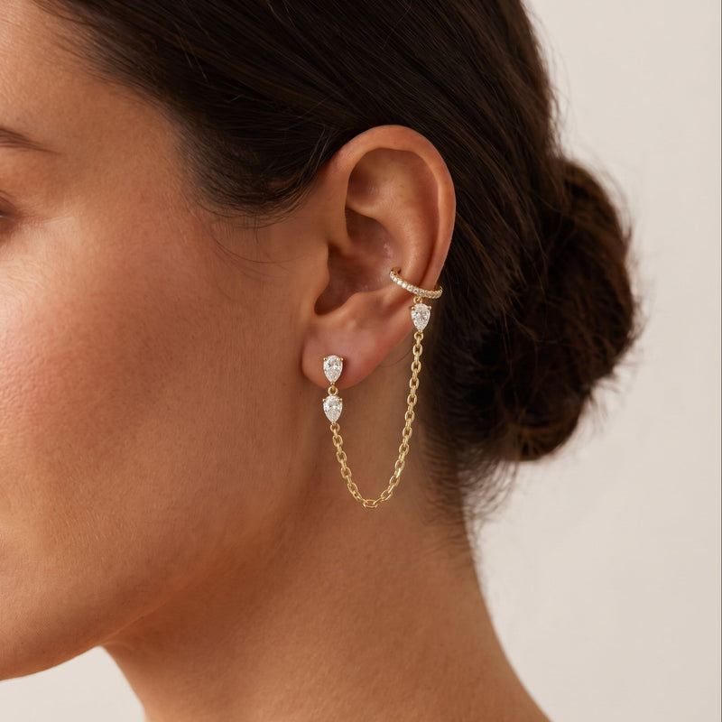 Triple Water Drop Diamond Cuff Earring by Logan Hollowell Jewelry