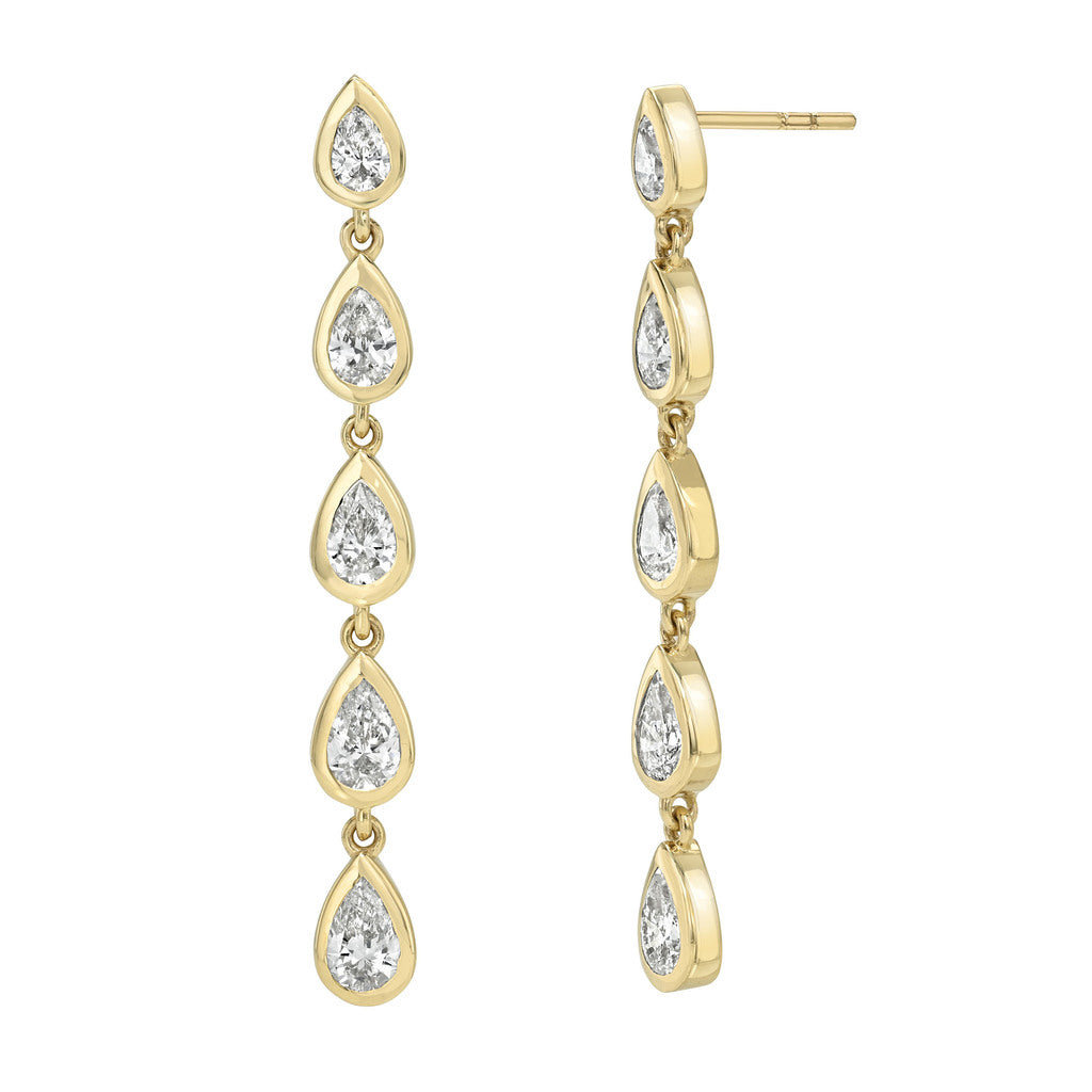 Linear Water Drop Diamond Earrings