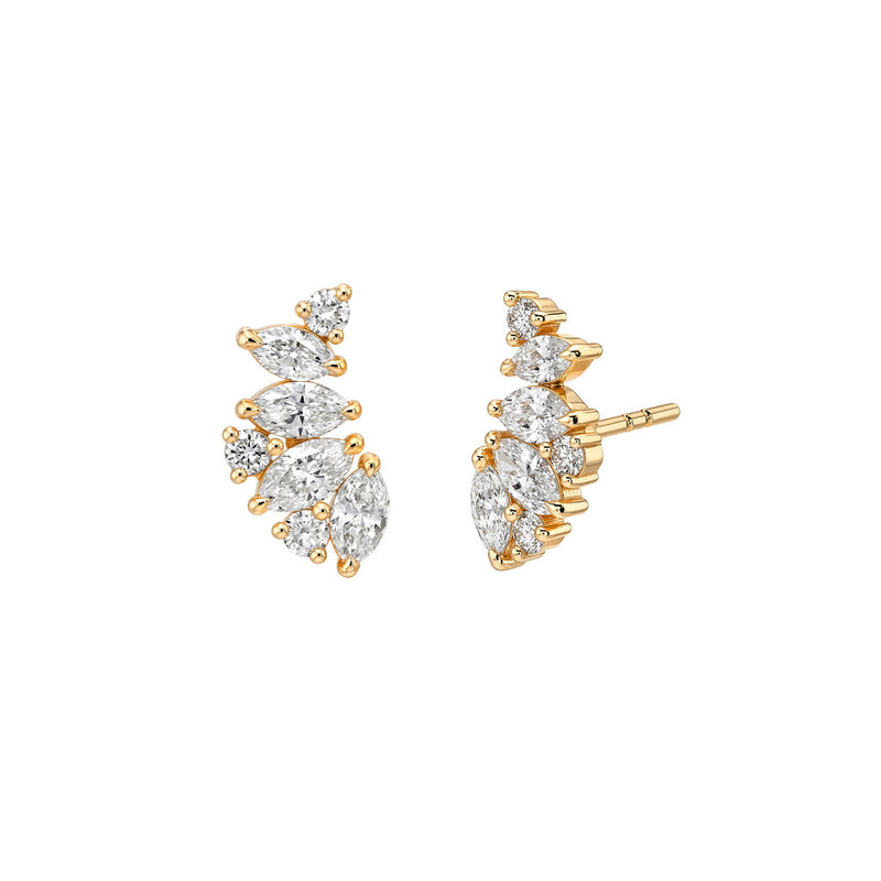 Marquise Angel Wing Claw Set Studs Rose Gold by Logan Hollowell Jewelry