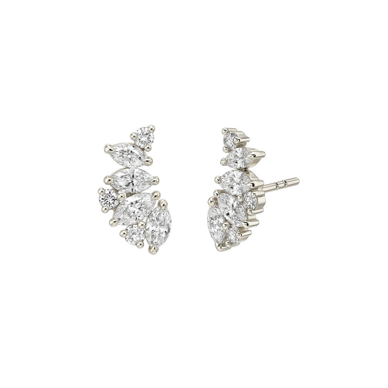 Marquise Angel Wing Claw Set Studs White Gold by Logan Hollowell Jewelry