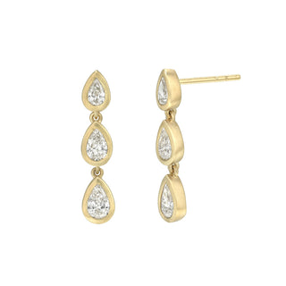 Triple Drop Bezel Diamond Earrings