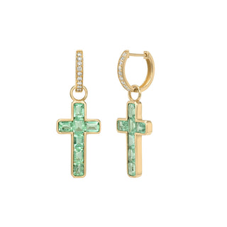 Emerald Faith Pave Diamond Hoop Earrings Rose Gold by Logan Hollowell Jewelry