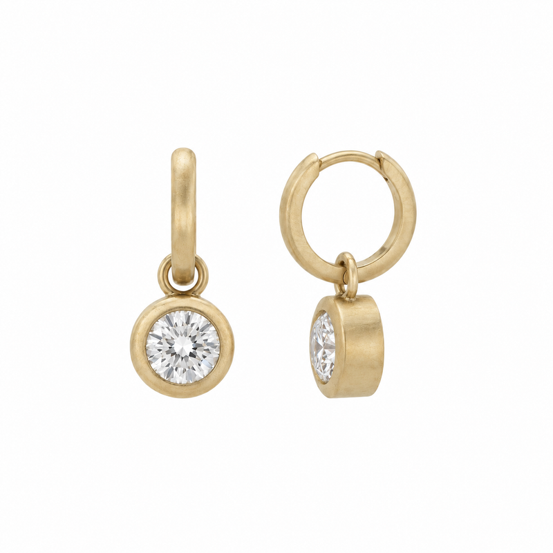 Orbit Drop Huggies Diamond Yellow Gold by Logan Hollowell Jewelry