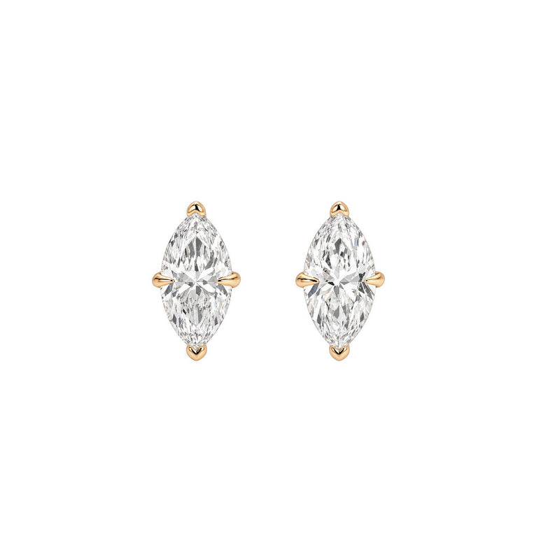 Marquise Compass Diamond Studs Rose Gold by Logan Hollowell Jewelry
