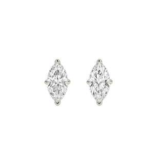 Marquise Compass Diamond Studs White Gold by Logan Hollowell Jewelry