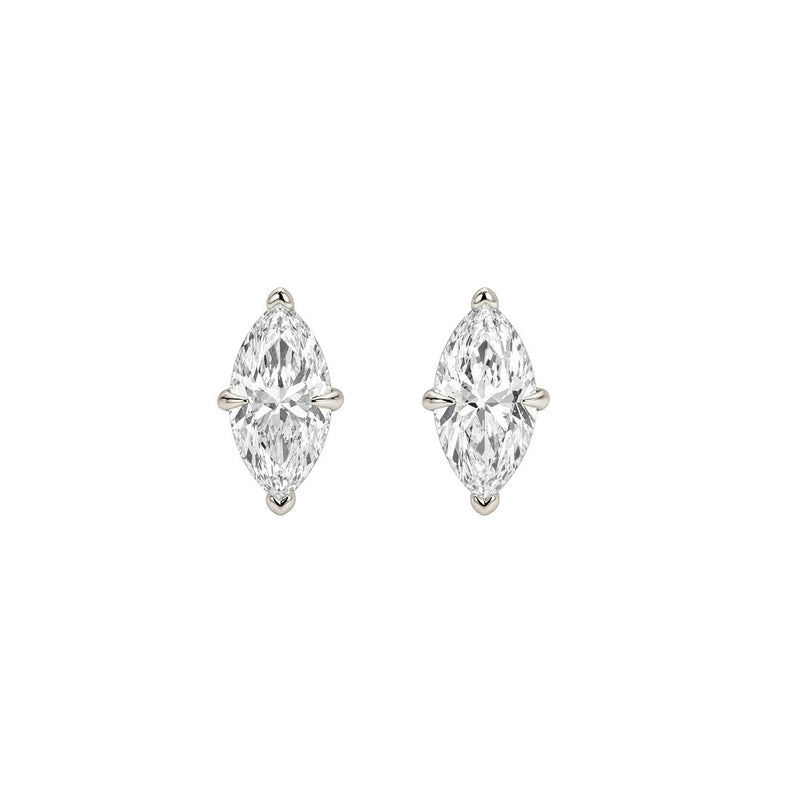 Marquise Compass Diamond Studs White Gold by Logan Hollowell Jewelry