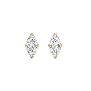 Marquise Compass Diamond Studs Yellow Gold by Logan Hollowell Jewelry