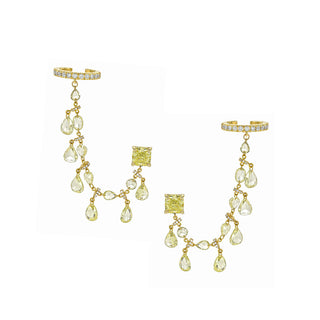 Eau de Rose Fancy Yellow Diamond Ear Cuffs Pair by Logan Hollowell Jewelry