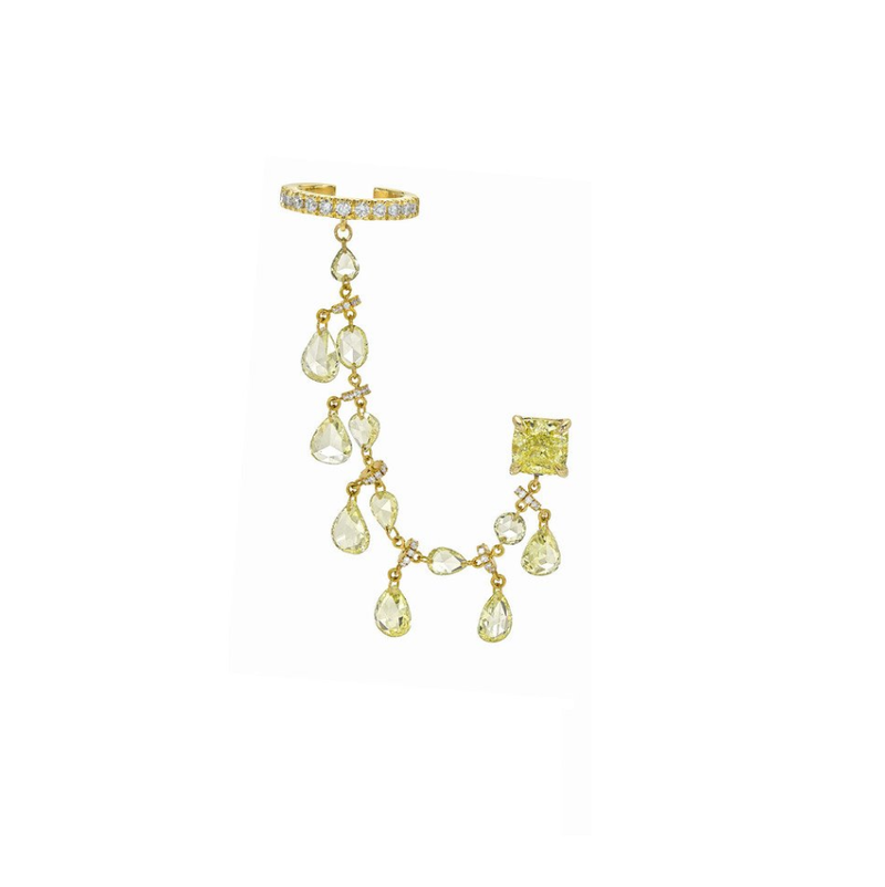Eau de Rose Fancy Yellow Diamond Ear Cuffs Single by Logan Hollowell Jewelry