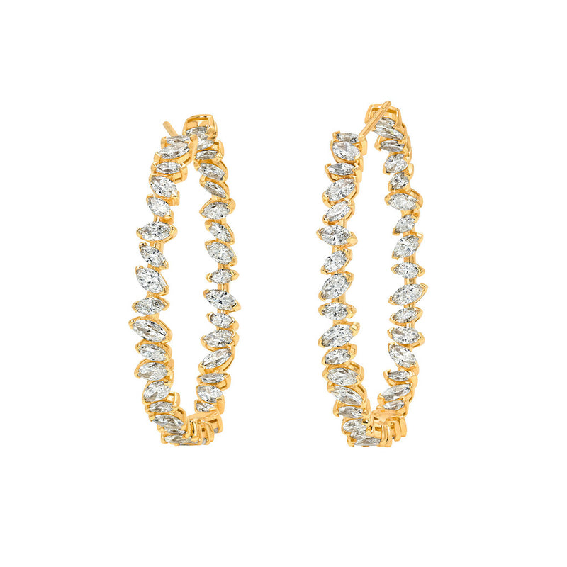 Dancing Marquise Diamond Eternity Hoops Rose Gold by Logan Hollowell Jewelry