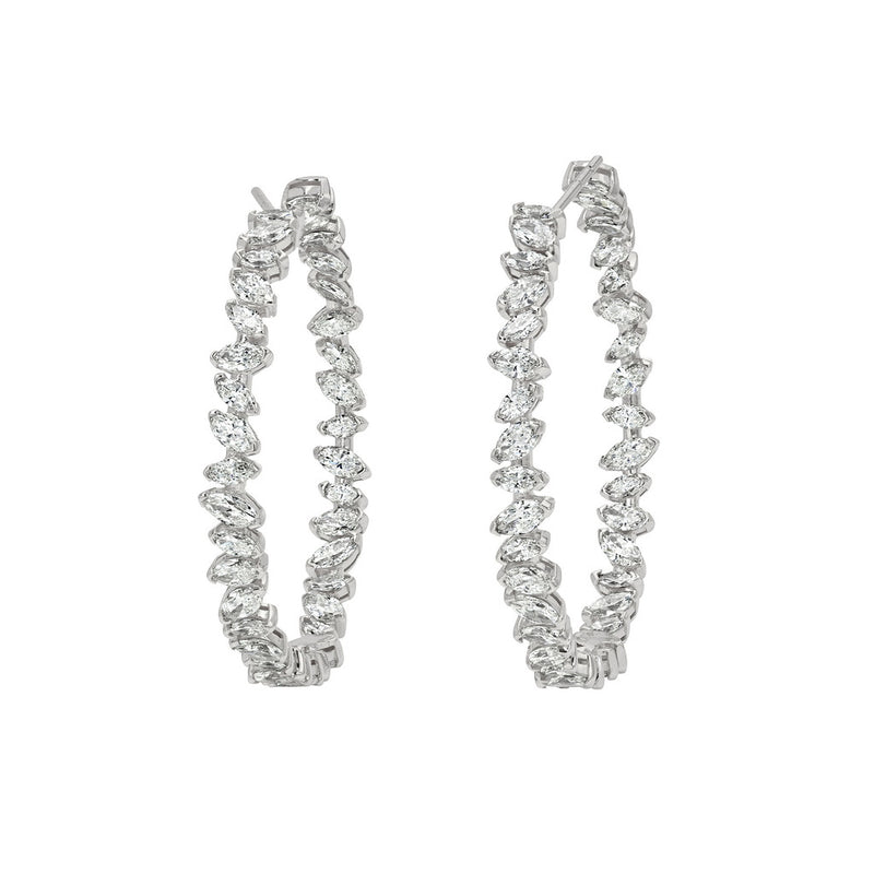 Dancing Marquise Diamond Eternity Hoops White Gold by Logan Hollowell Jewelry