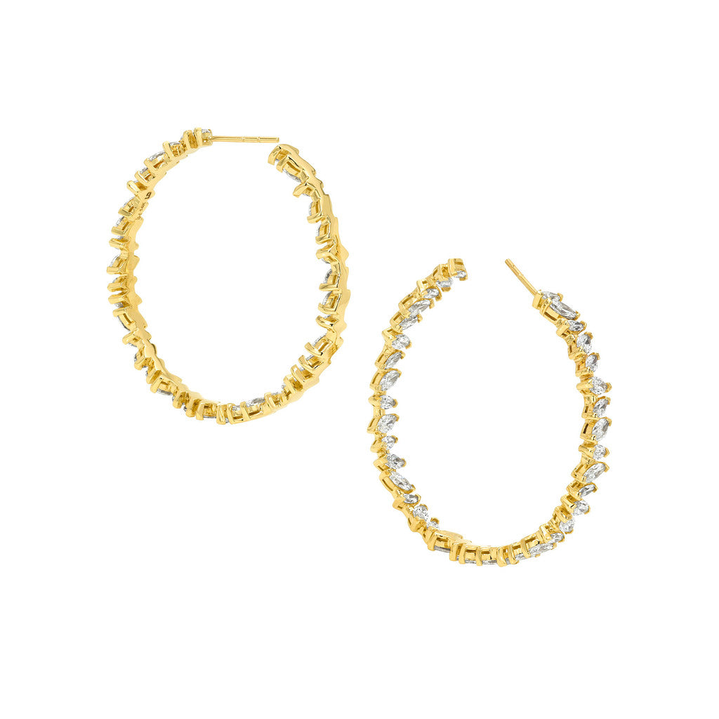 Dancing Marquise Diamond Eternity Hoops by Logan Hollowell Jewelry