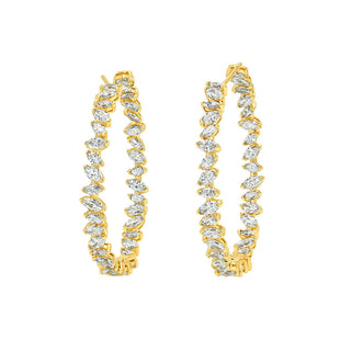 Dancing Marquise Diamond Eternity Hoops Yellow Gold by Logan Hollowell Jewelry