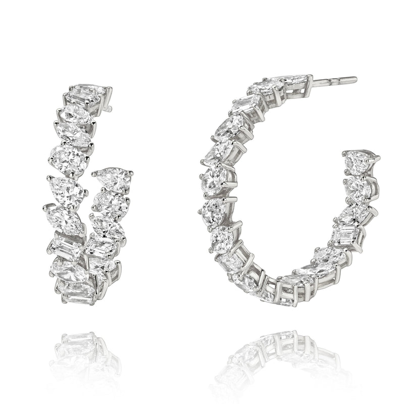 Fortuna Diamond Hoops White Gold by Logan Hollowell Jewelry