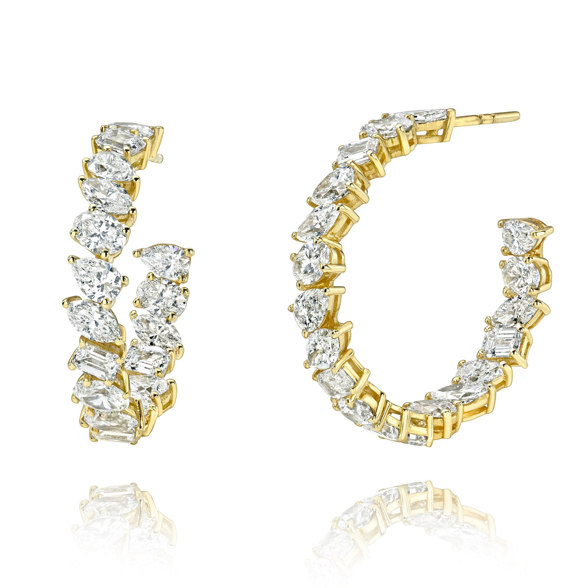 Fortuna Diamond Hoops Yellow Gold by Logan Hollowell Jewelry