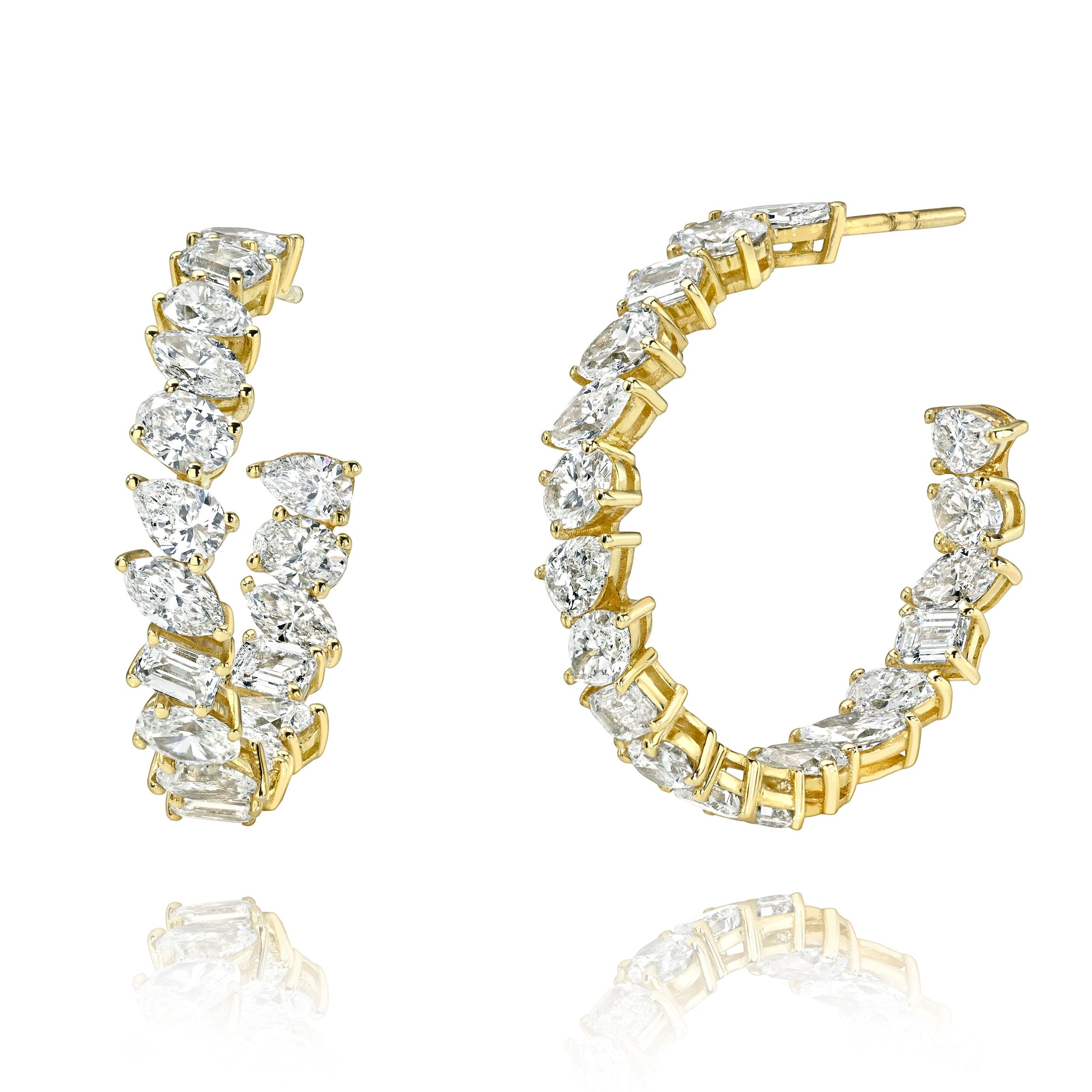 Fortuna Diamond Hoops Yellow Gold by Logan Hollowell Jewelry