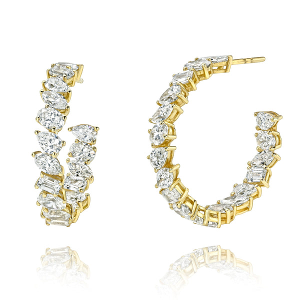 Fortuna Diamond Hoops Yellow Gold by Logan Hollowell Jewelry