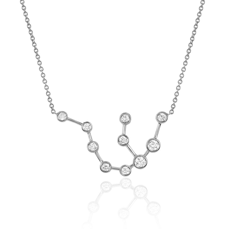 Aquarius Constellation Necklace White Gold by Logan Hollowell Jewelry