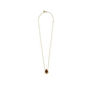 Baby Queen Water Drop Garnet Necklace with Sprinkled Diamonds by Logan Hollowell Jewelry
