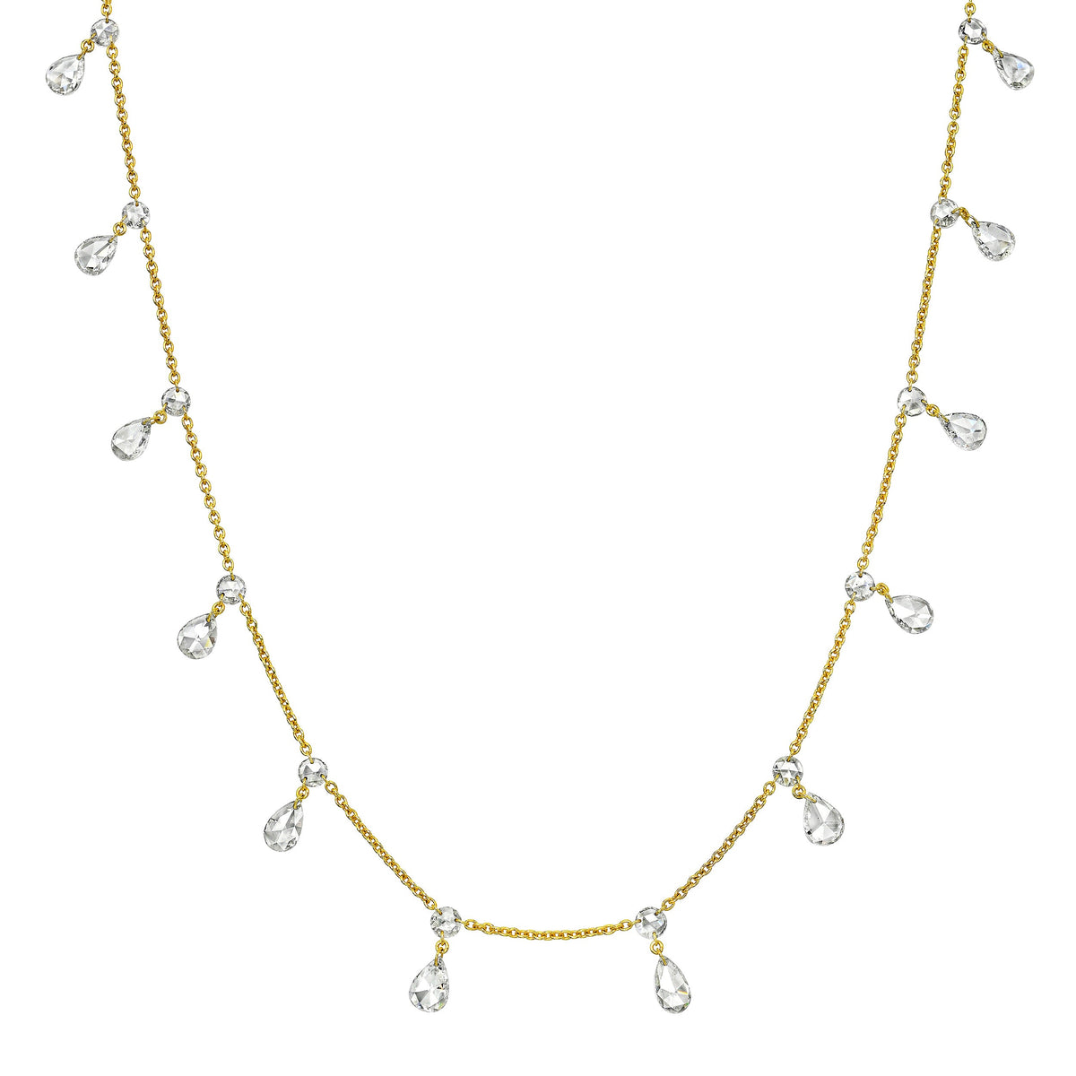 Eau de Rose Cut Gaia Choker Yellow Gold 14-16" by Logan Hollowell Jewelry