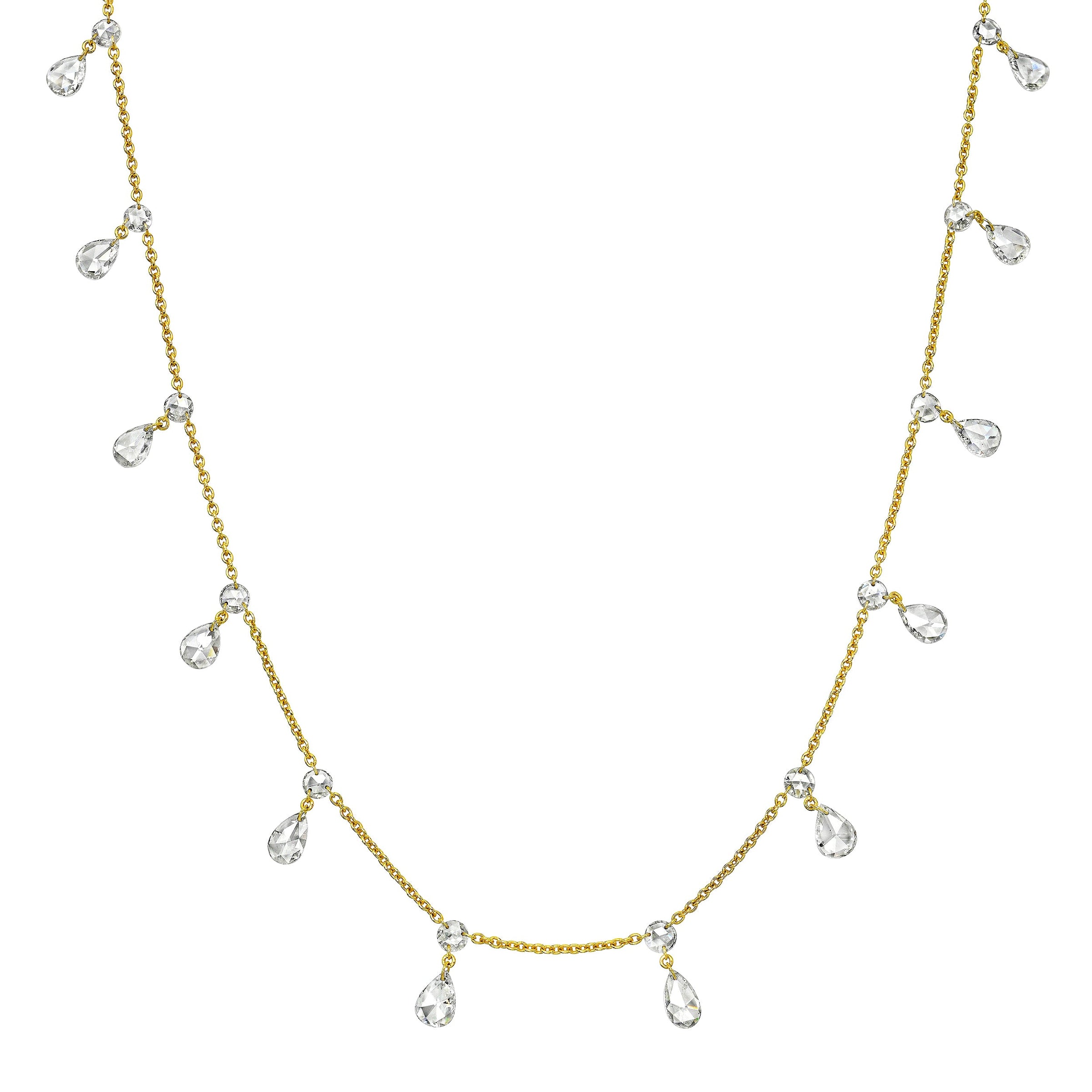 Eau de Rose Cut Gaia Choker Yellow Gold 14-16" by Logan Hollowell Jewelry