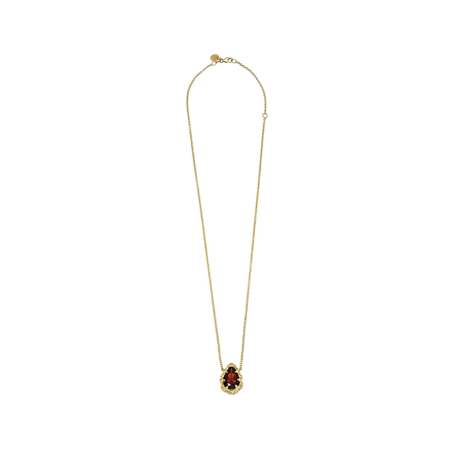 Queen Water Drop Garnet Necklace with Sprinkled Diamonds by Logan Hollowell Jewelry